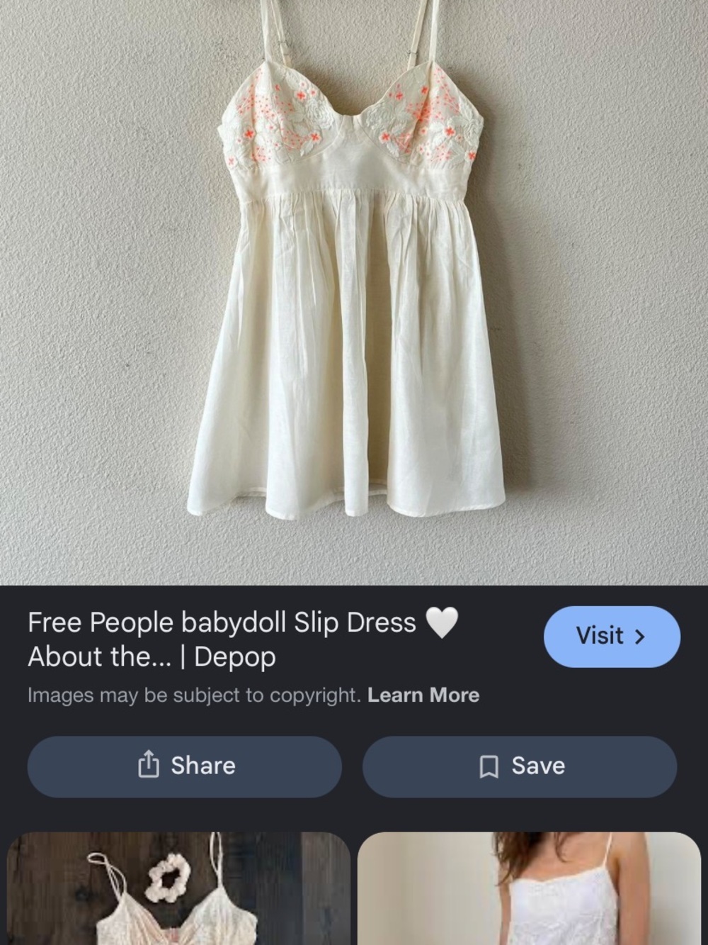 Free people baby doll dress embordried size small so cute